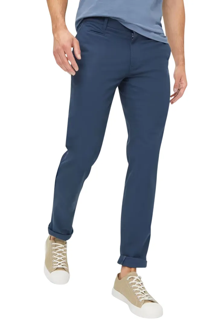 katoenen Brax pantalon effen donkerblauw normale fit