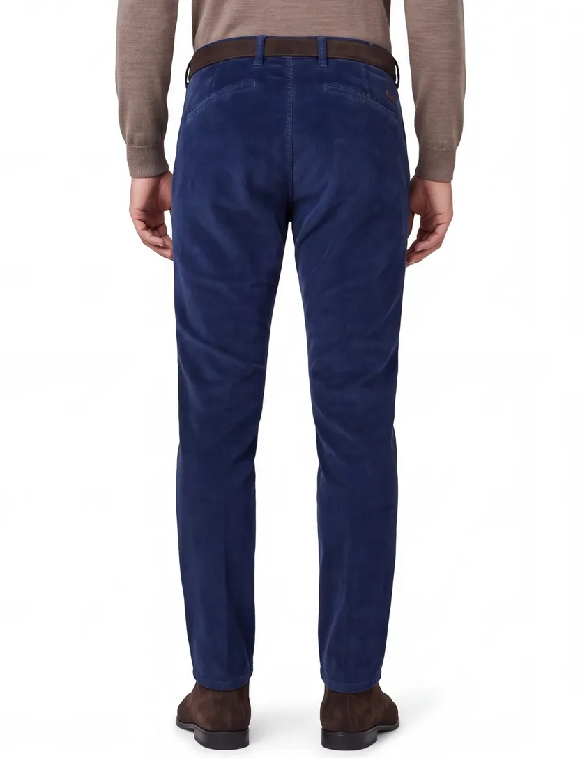 Brax Pantalon katoen blauw ribstof