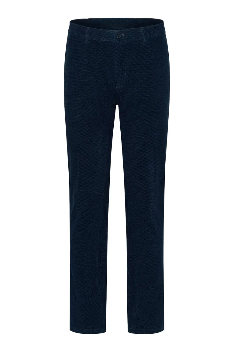 Brax katoenen broek effen donkerblauw normale fit