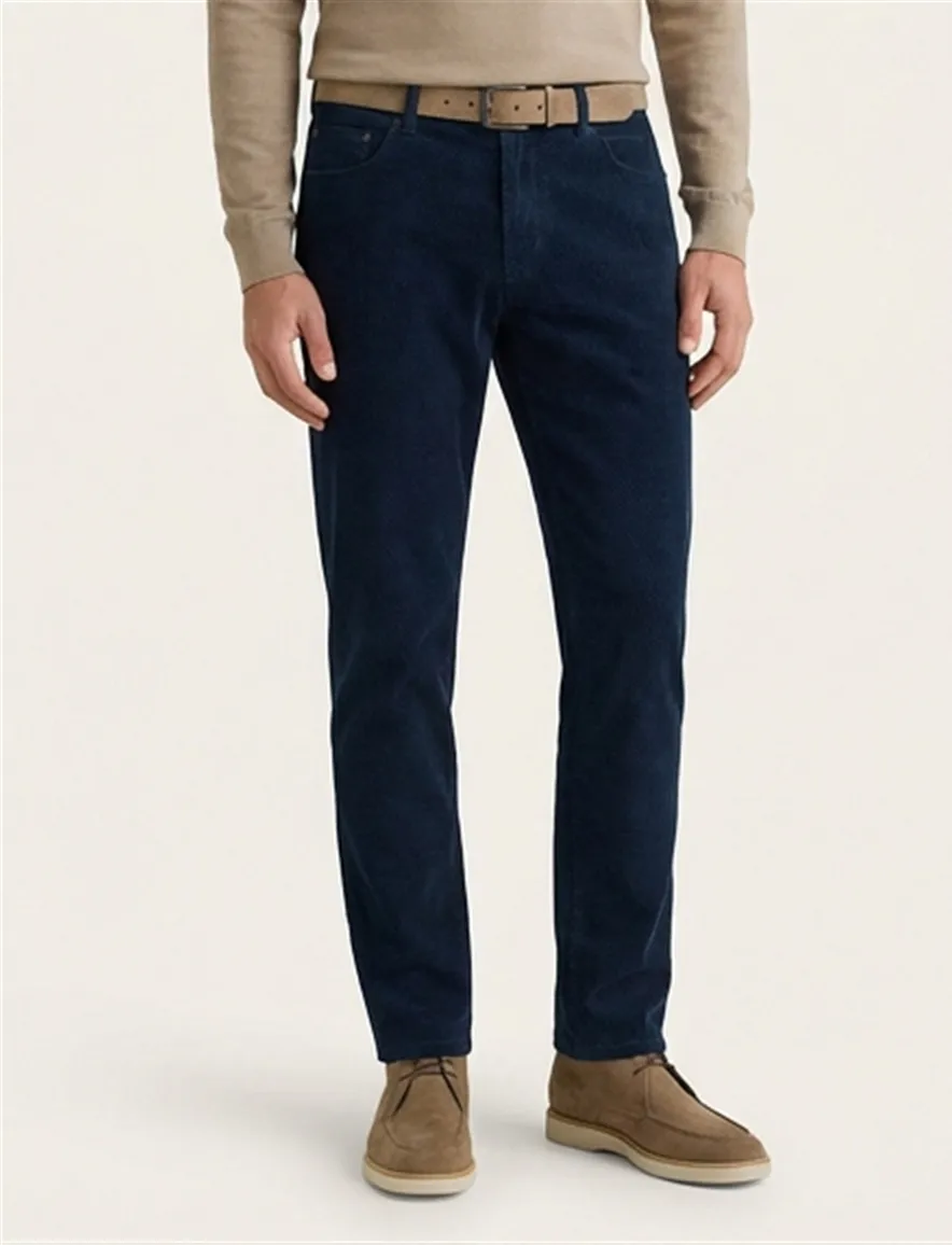 Brax katoenen broek effen donkerblauw normale fit