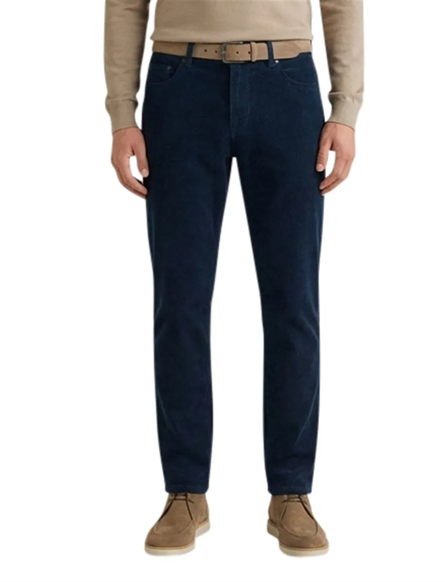 Brax katoenen broek effen donkerblauw normale fit