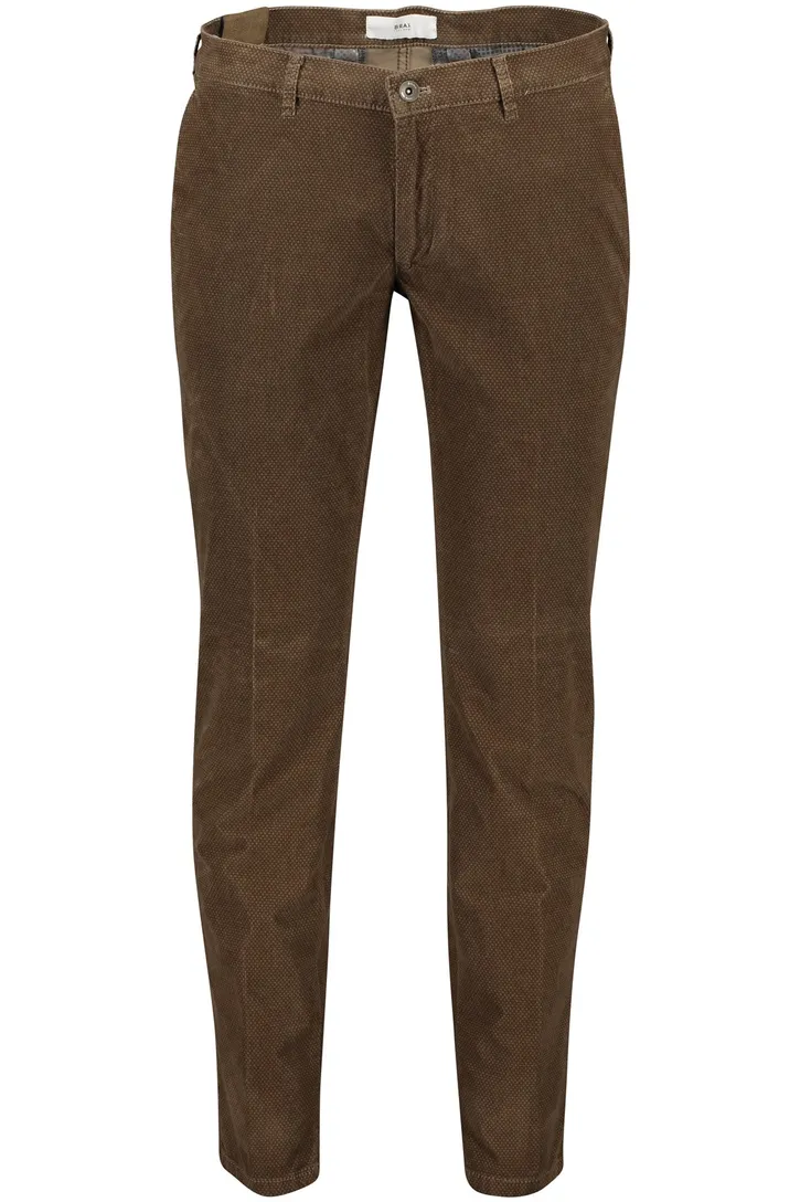 Brax chino Silvio Slim Fit katoen bruin textuur