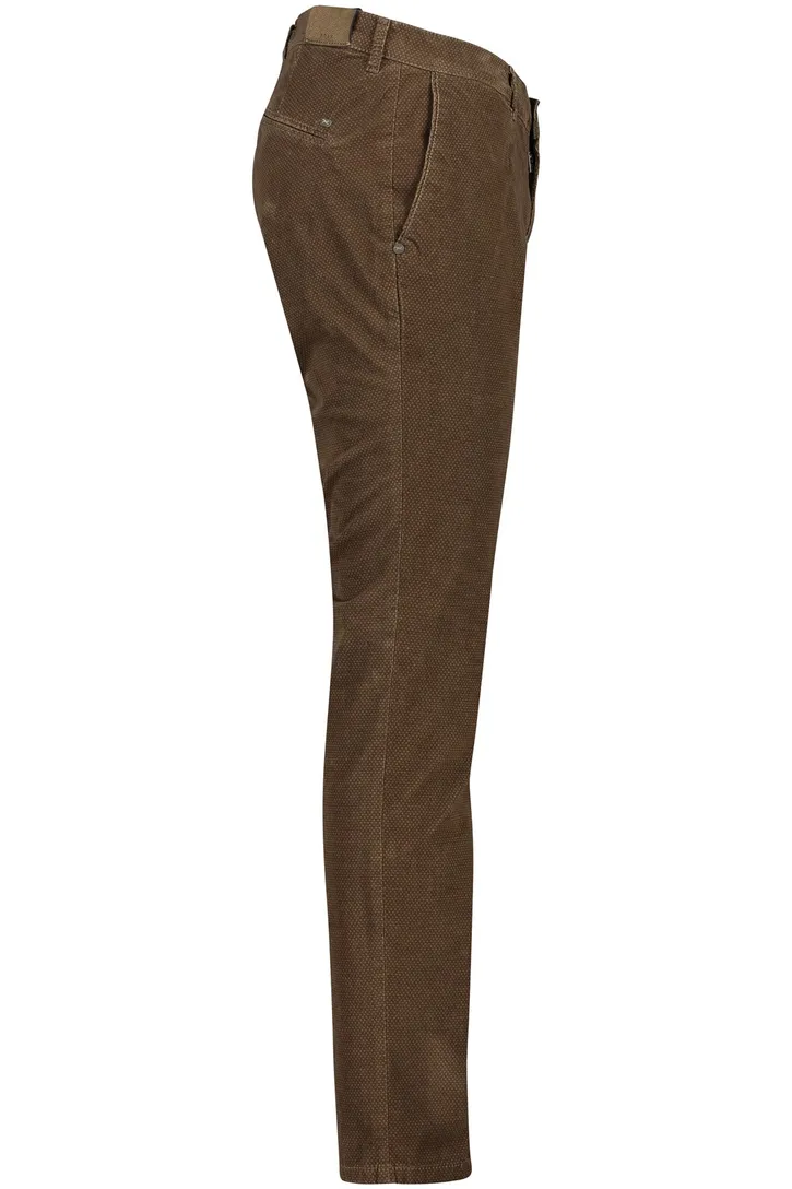 Brax chino Silvio Slim Fit katoen bruin textuur