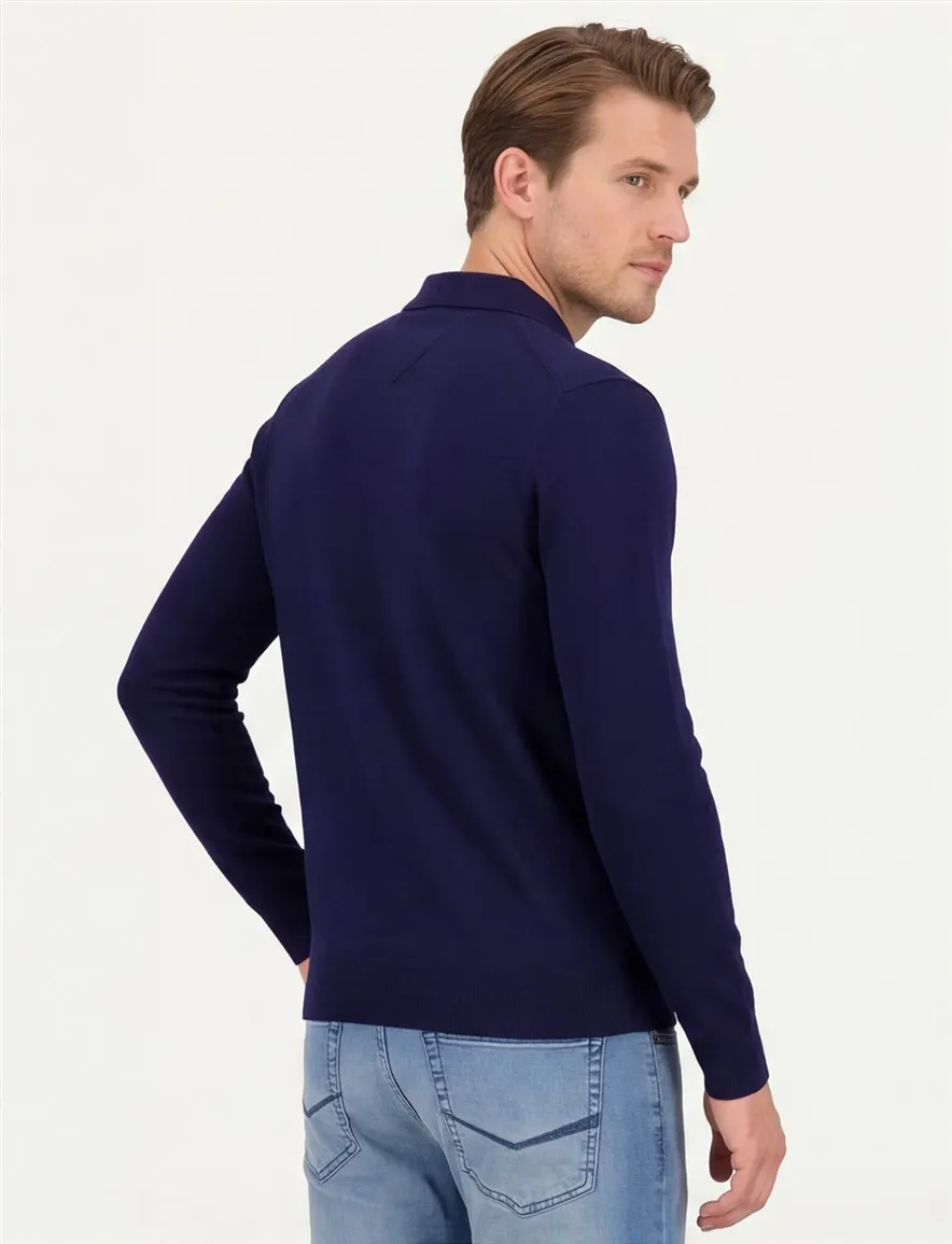 Tommy Hilfiger trui effen donkerblauw normale fit