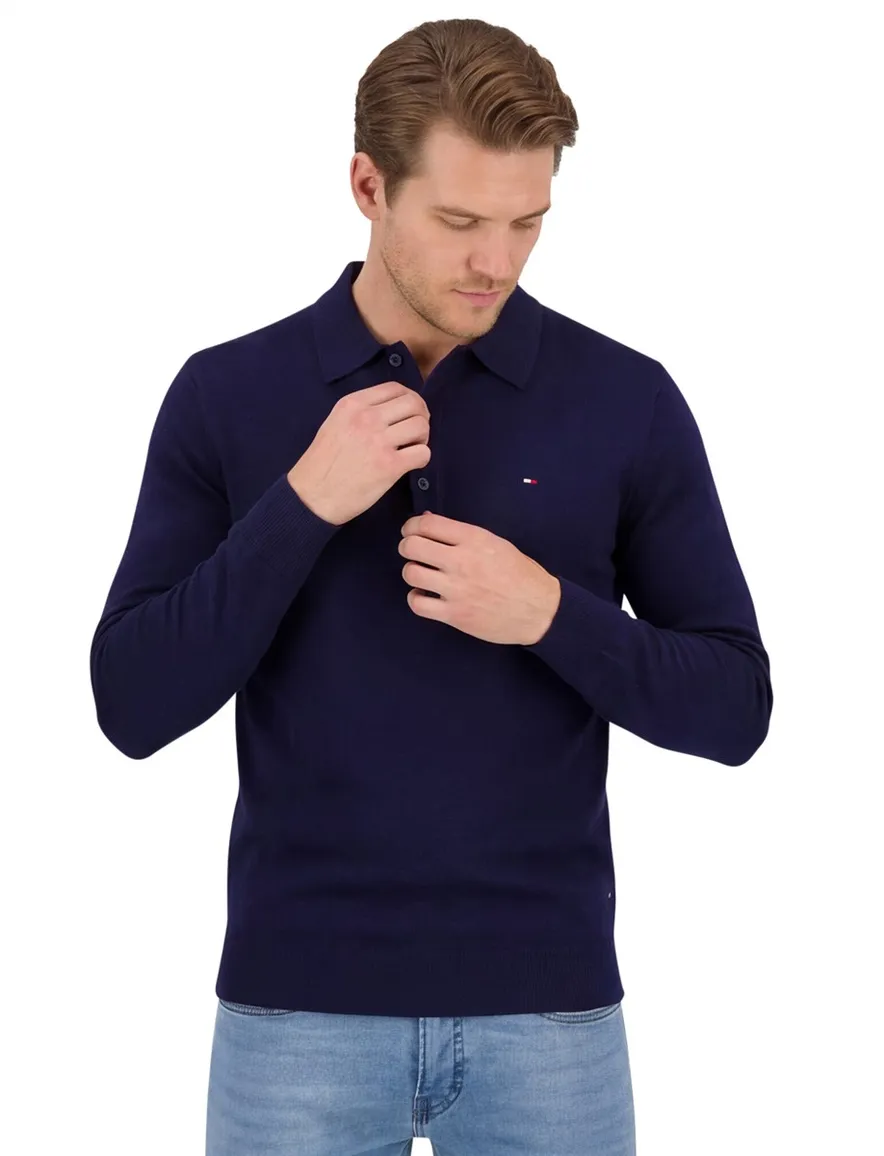 Tommy Hilfiger trui effen donkerblauw normale fit