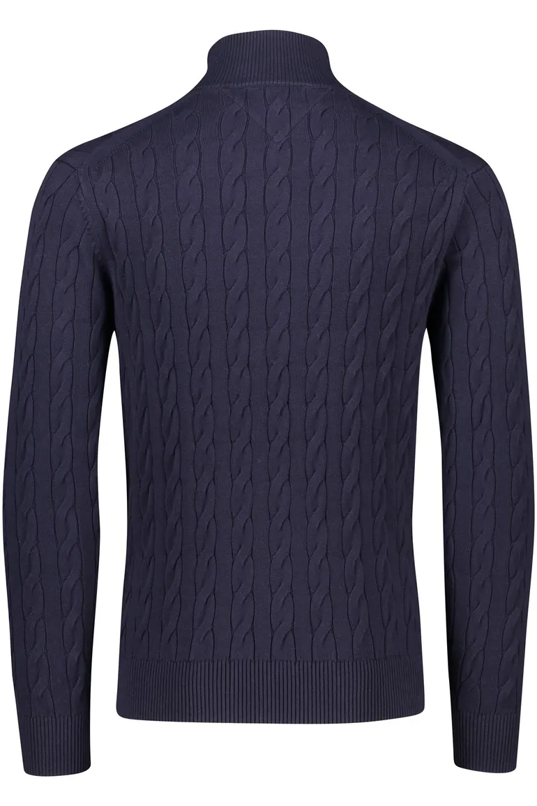 trui Tommy Hilfiger donkerblauw effen katoen half zip