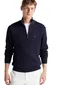 trui Tommy Hilfiger donkerblauw effen katoen half zip