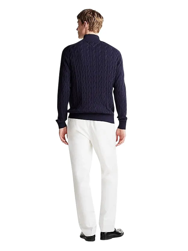 trui Tommy Hilfiger donkerblauw effen katoen half zip