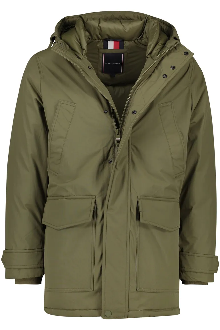 Tommy Hilfiger jas groen uni Normale Fit
