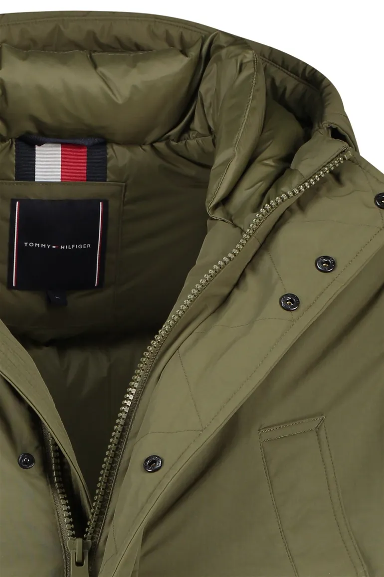 Tommy Hilfiger jas groen uni Normale Fit