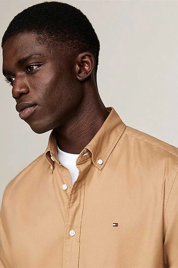 Katoenen Tommy Hilfiger overhemd beige Regular Fit
