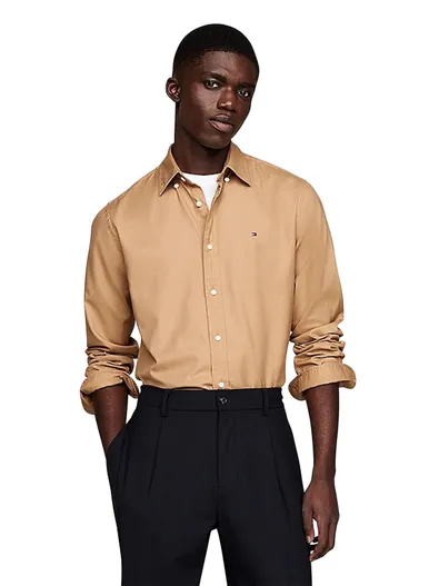 Tommy Hilfiger Katoenen Tommy Hilfiger overhemd beige Regular Fit