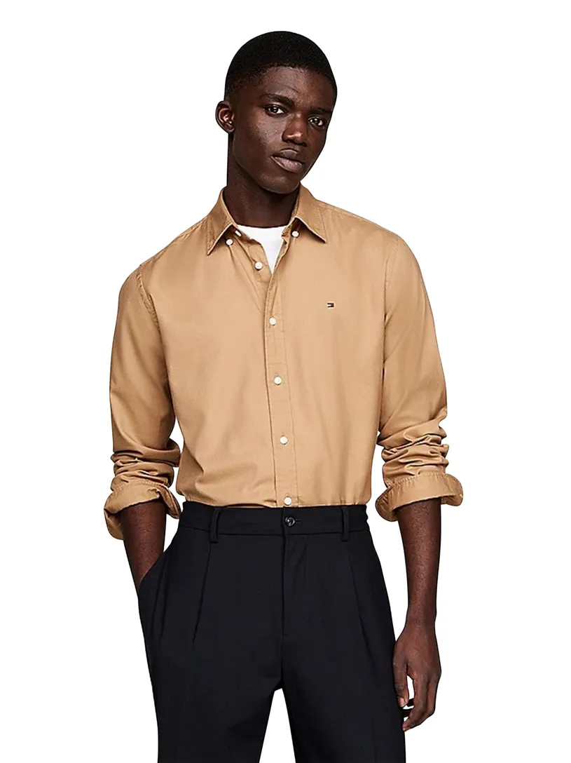 Katoenen Tommy Hilfiger overhemd beige Regular Fit
