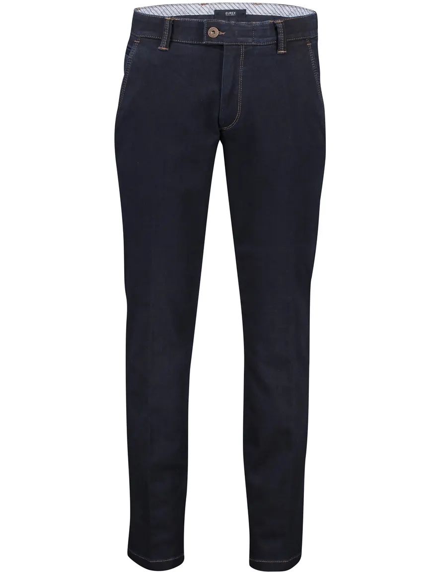 katoenen broek Eurex donkerblauw effen katoen, stretch