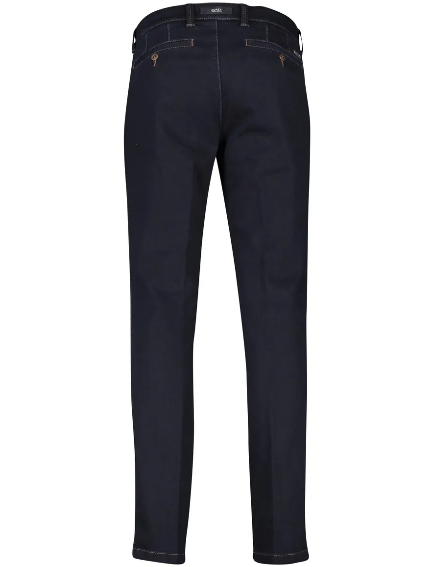 katoenen broek Eurex donkerblauw effen katoen, stretch