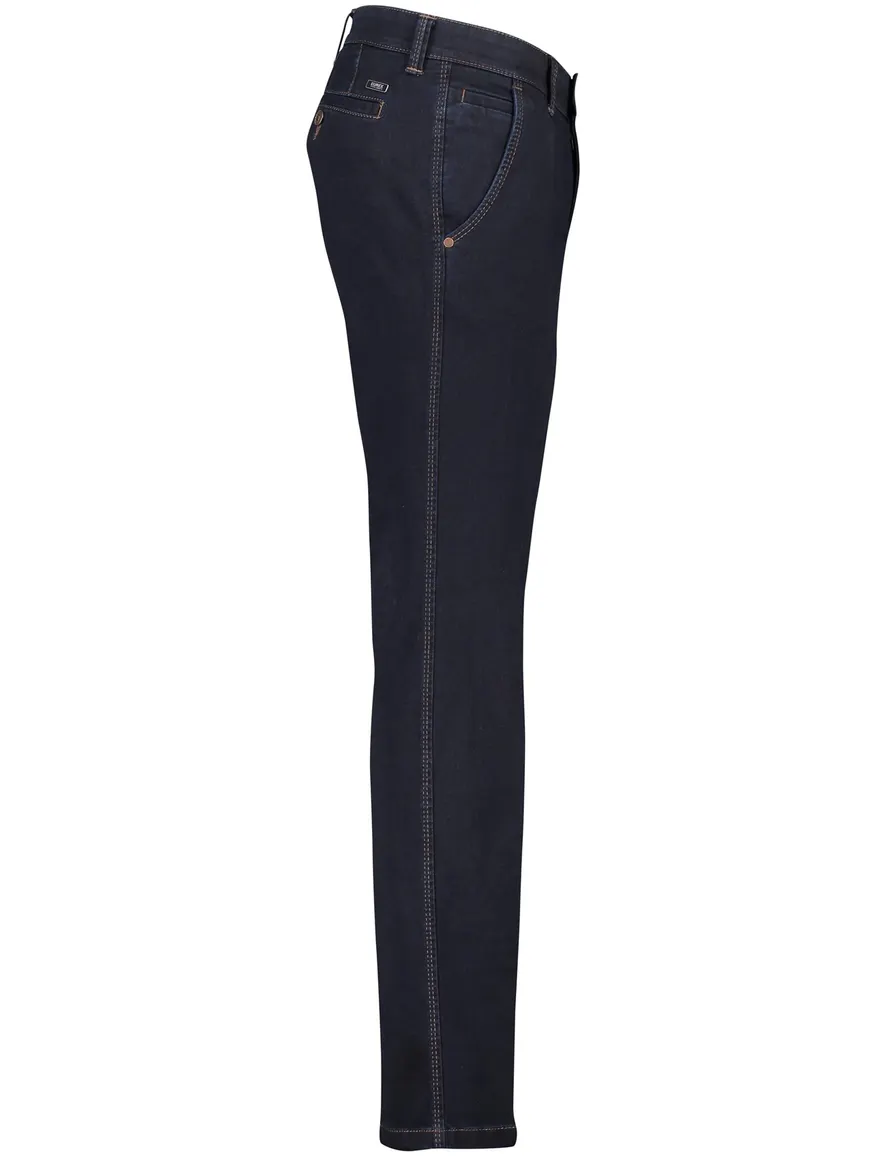 katoenen broek Eurex donkerblauw effen katoen, stretch