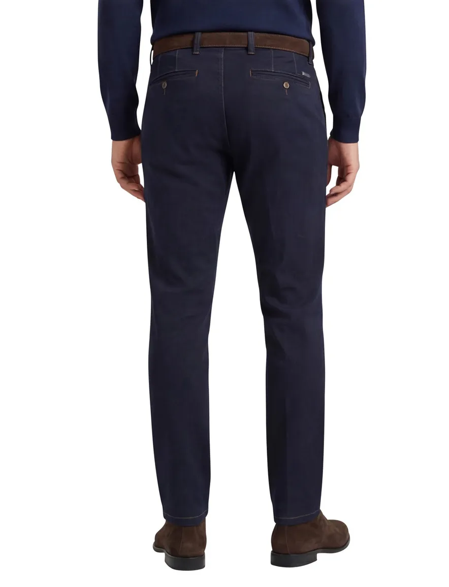 katoenen broek Eurex donkerblauw effen katoen, stretch