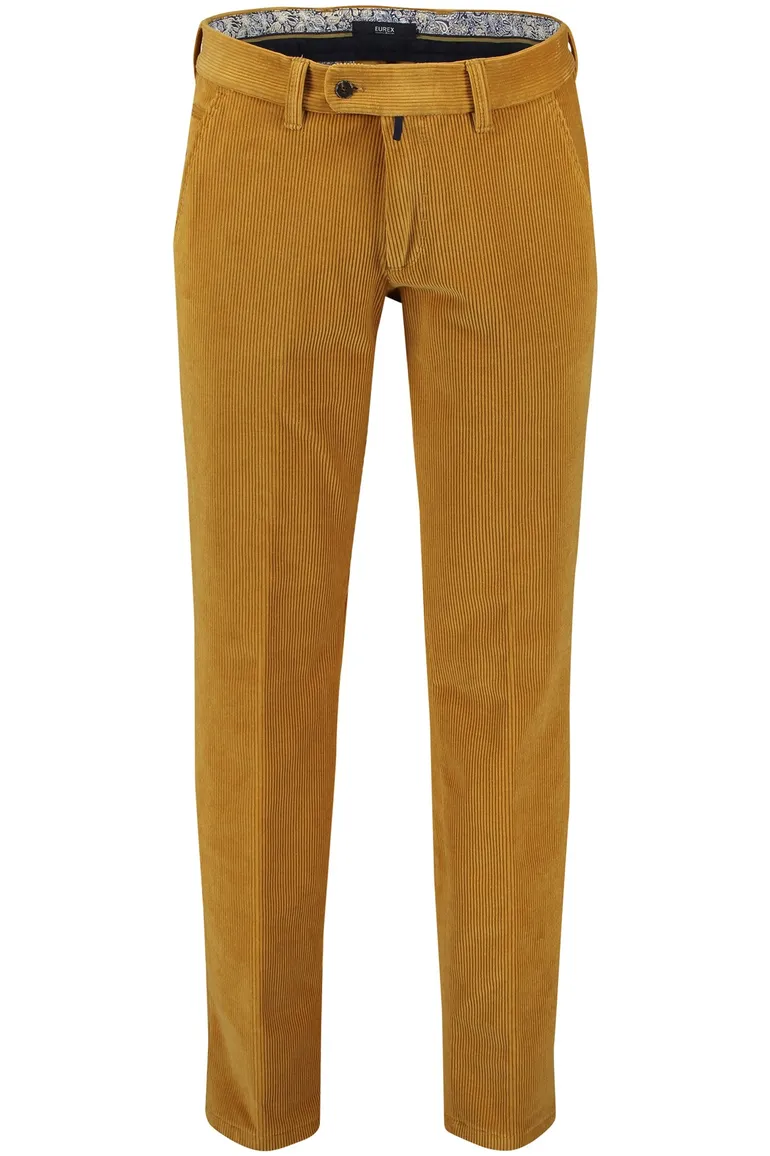 Eurex pantalon Jim ribstof okergeel normale fit