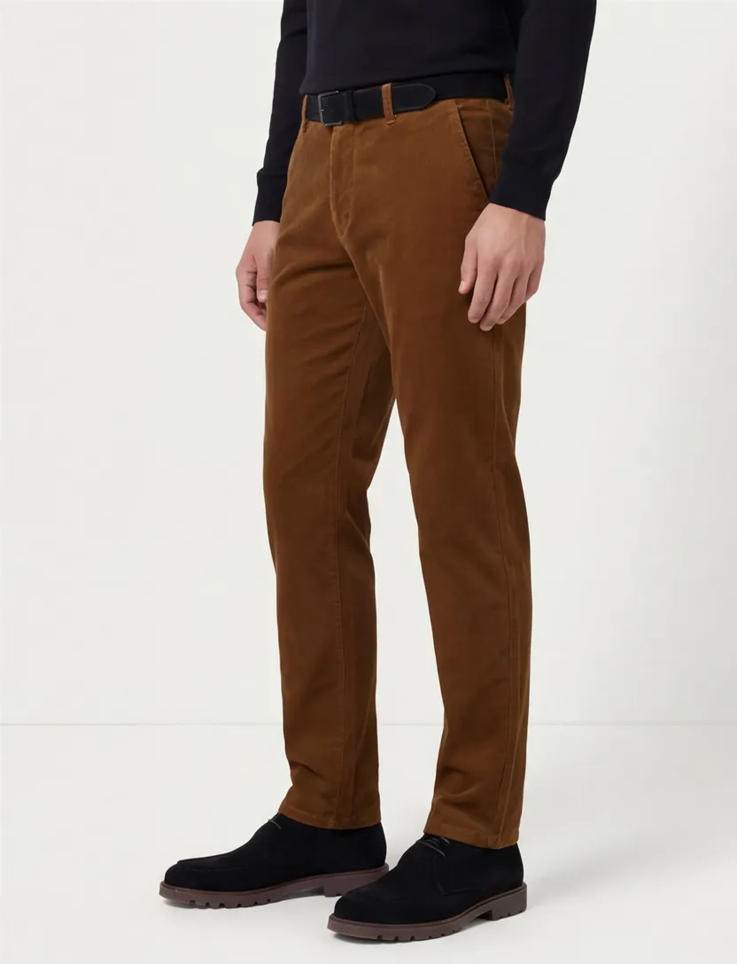 Eurex Pantalon bruin regular fit katoen