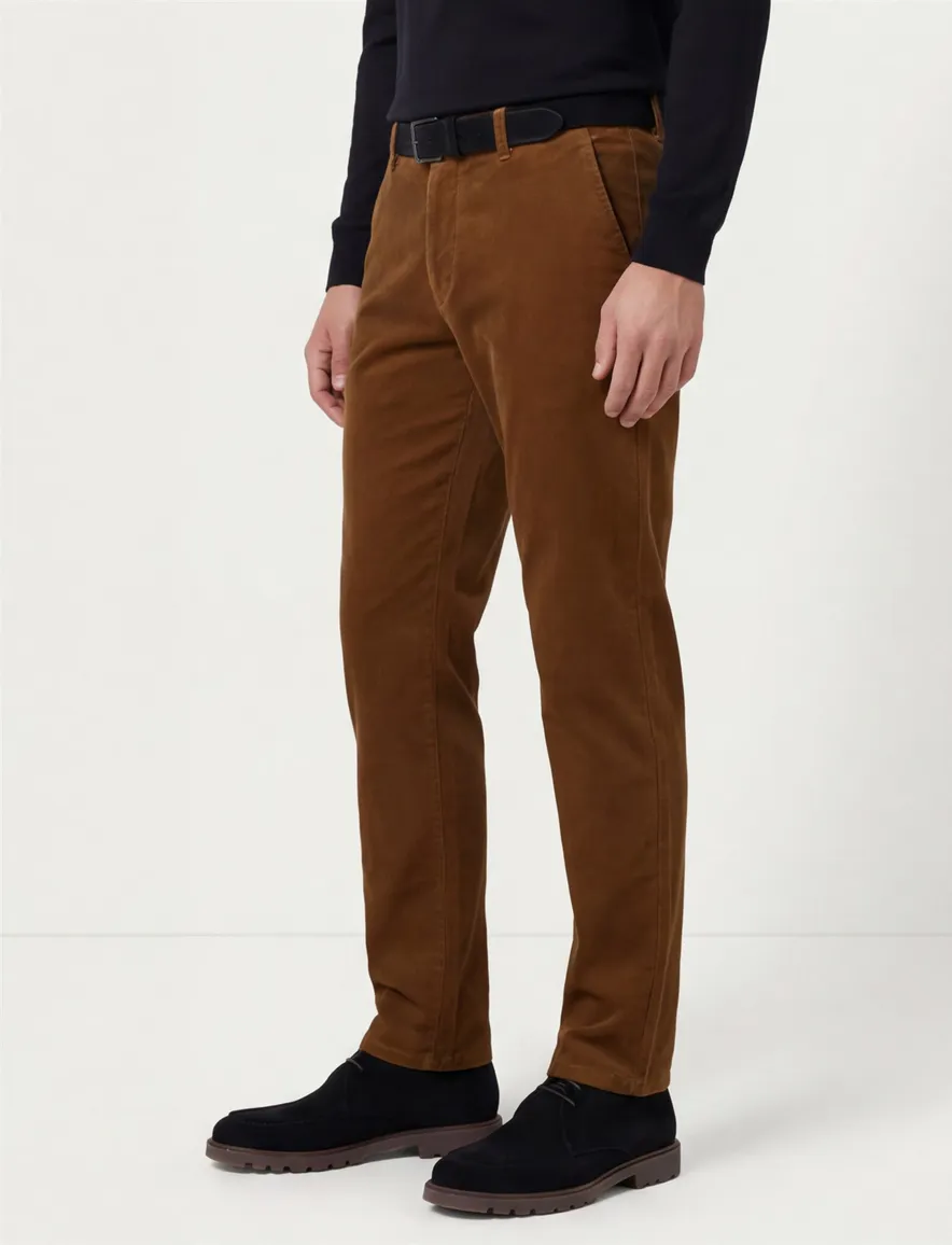 Eurex Pantalon bruin regular fit katoen