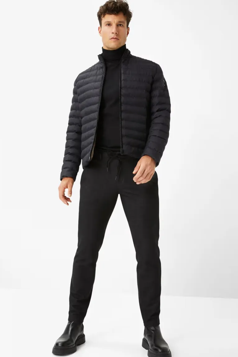tussenjas Brax donkerblauw normale fit polyester effen rits