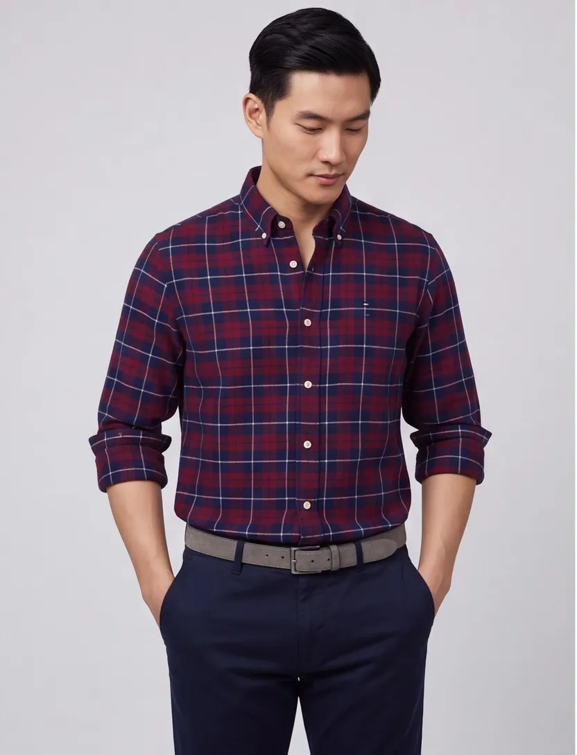 Tommy Hilfiger overhemd geruit rood B&T