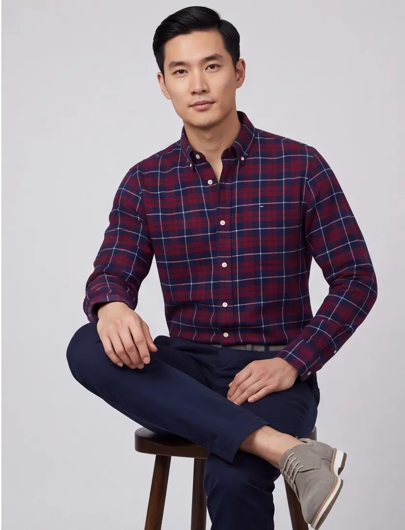 Tommy Hilfiger overhemd geruit rood B&T