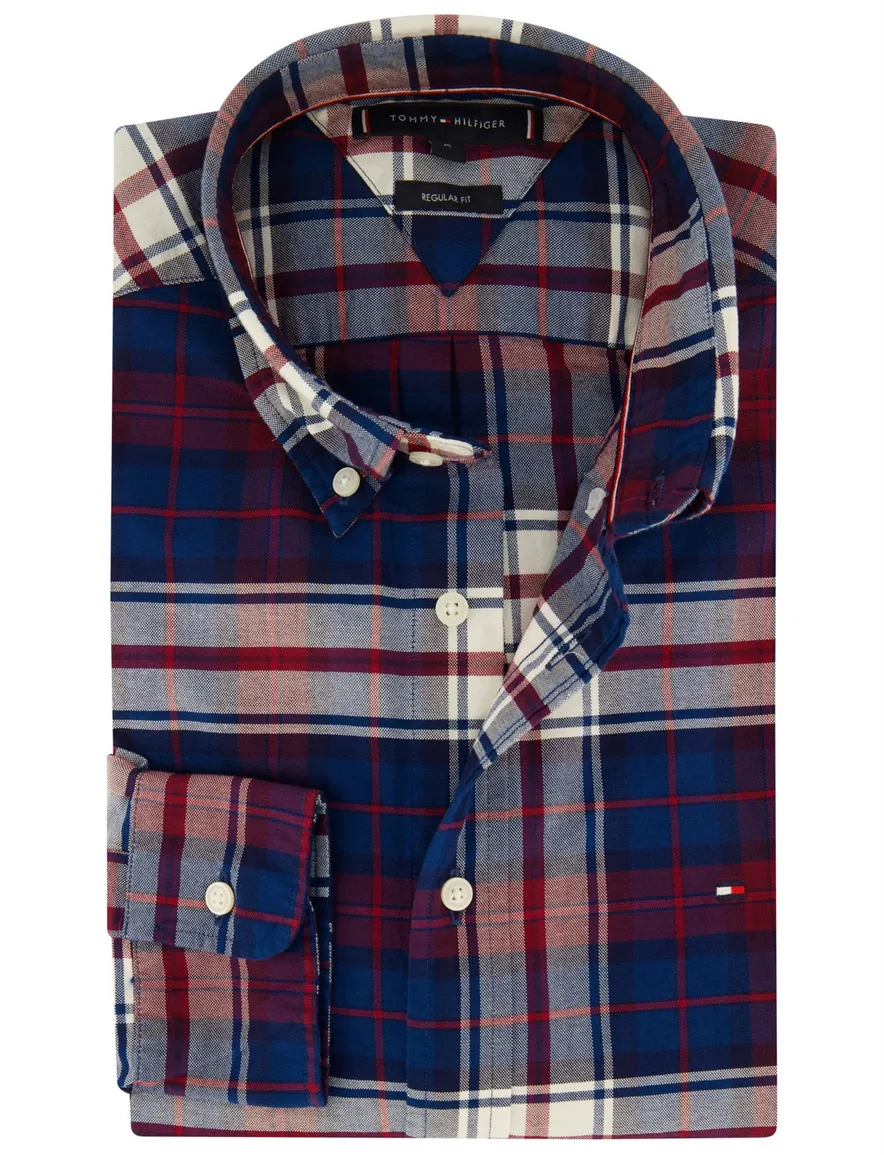 Tommy Hilfiger overhemd rood wit blauw flanel Big & Tall