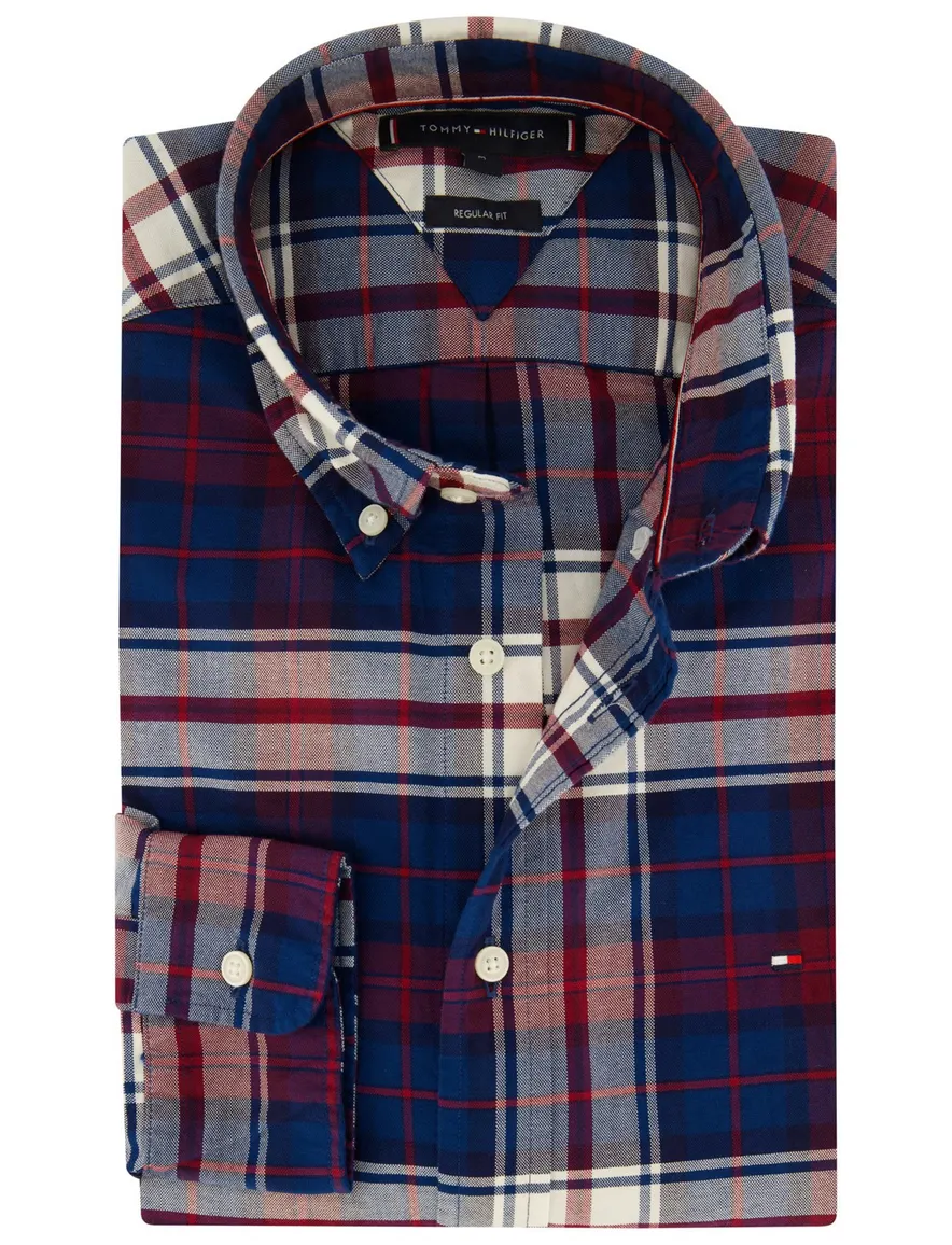 Tommy Hilfiger overhemd rood wit blauw flanel