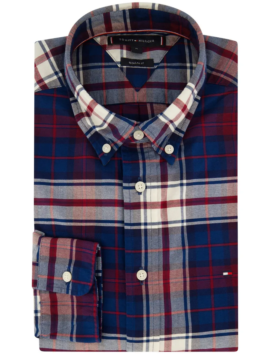 Tommy Hilfiger overhemd rood wit blauw flanel Big & Tall