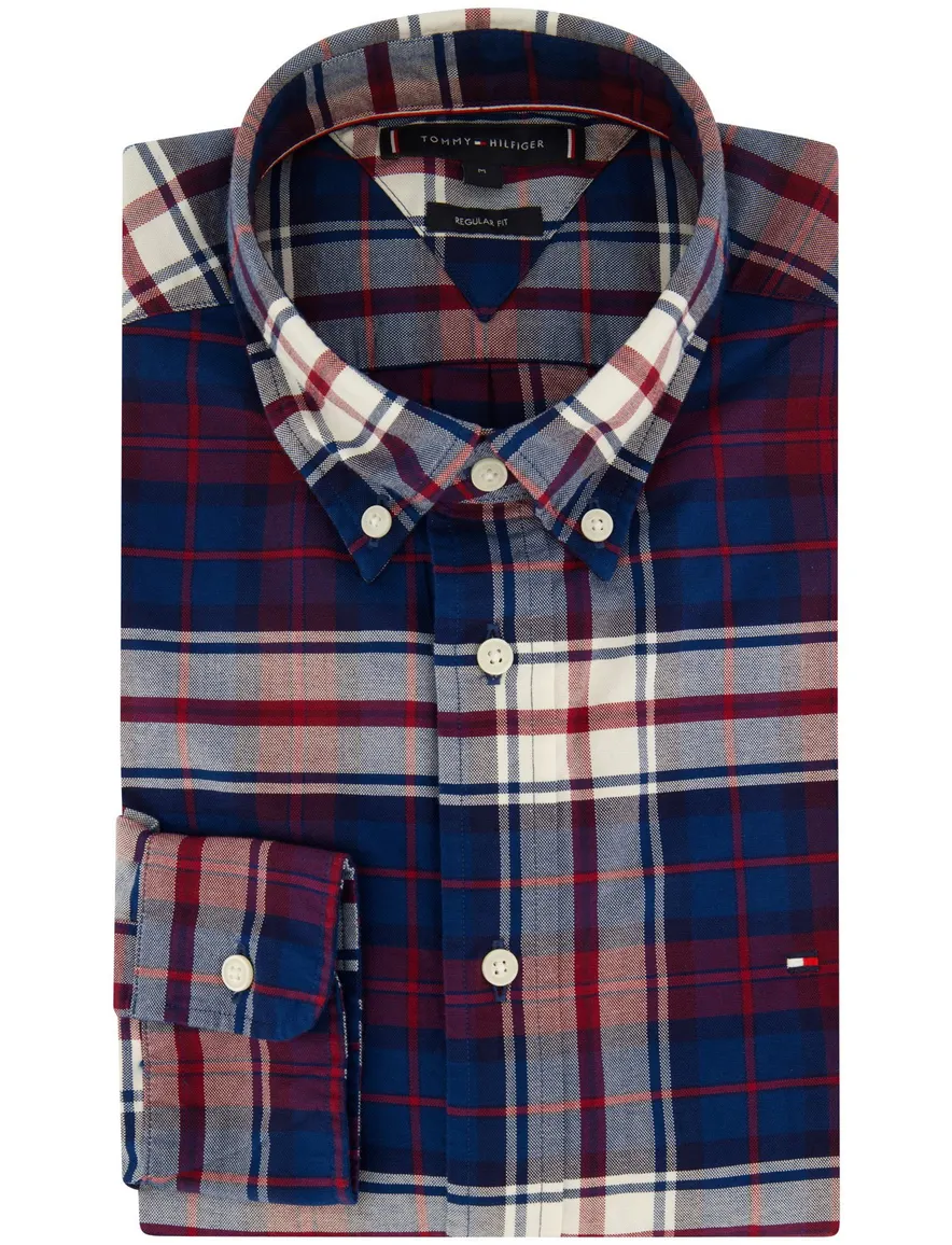 Tommy Hilfiger overhemd rood wit blauw flanel