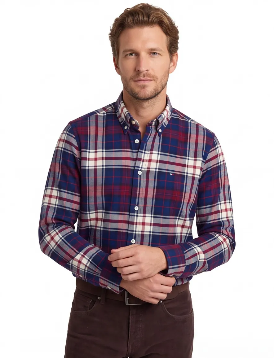 Tommy Hilfiger overhemd rood wit blauw flanel Big & Tall