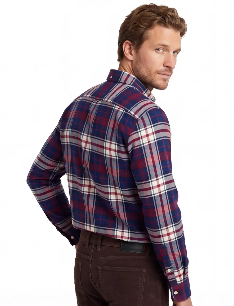 Tommy Hilfiger overhemd rood wit blauw flanel Big & Tall