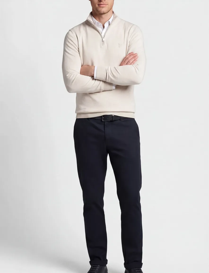 Lyle & Scott half zip trui beige