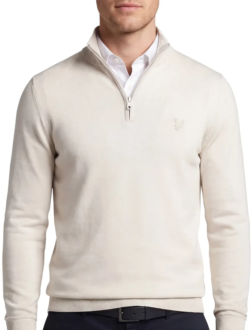 Lyle & Scott half zip trui beige