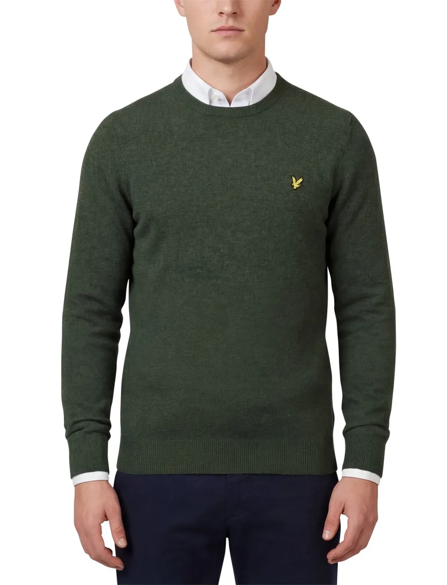 Lyle & Scott trui groen gemeleerd lamswol