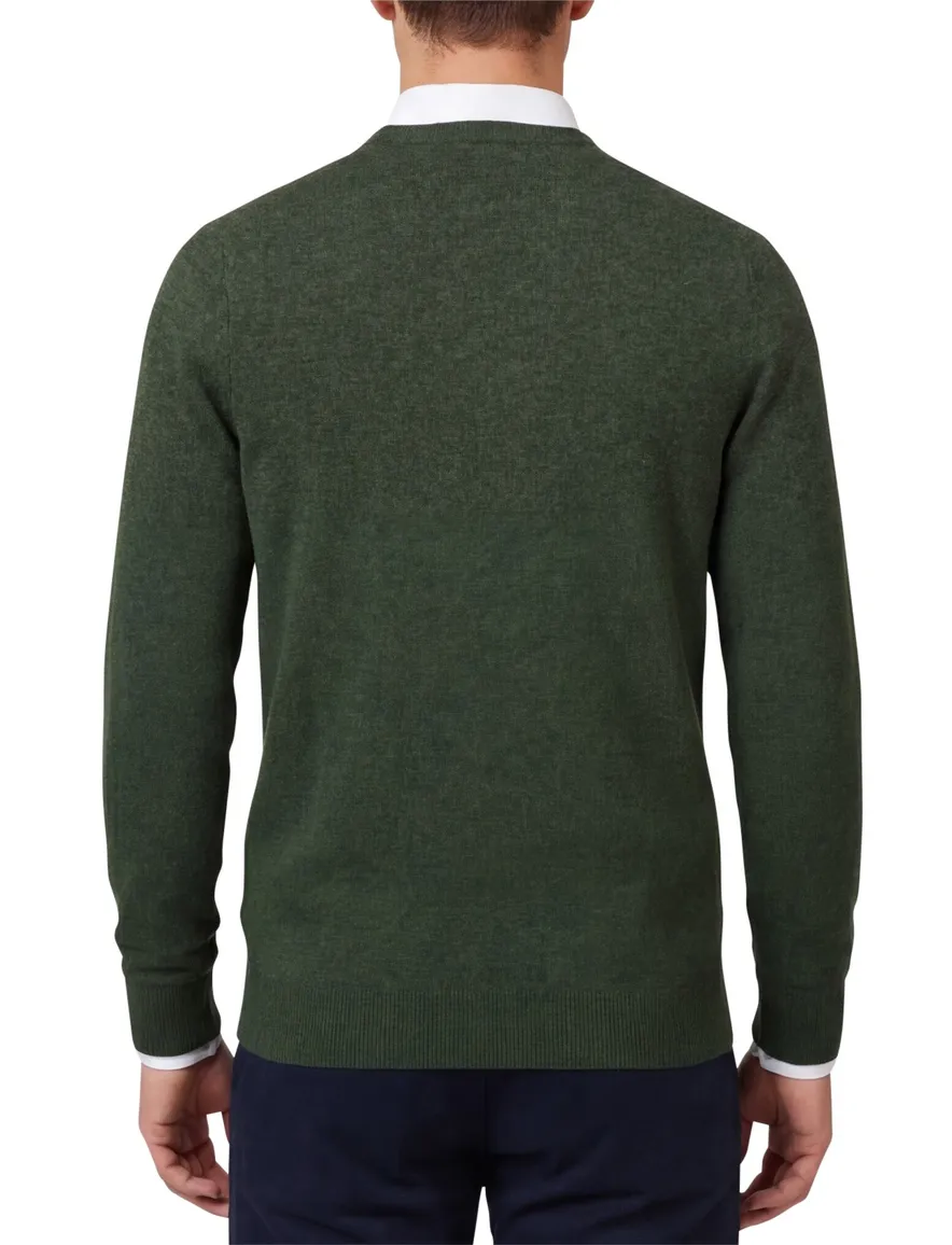 Lyle & Scott trui groen gemeleerd lamswol