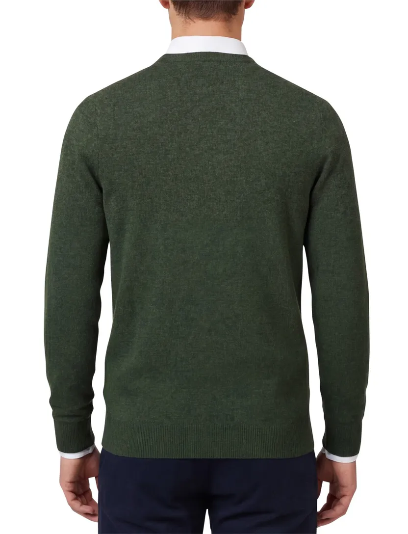 Lyle & Scott trui groen gemeleerd ronde hals