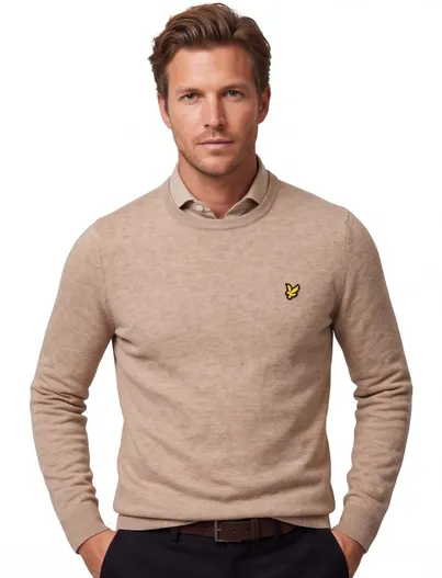 Lyle & Scott trui Lyle & Scott bruin gemêleerd lamswol