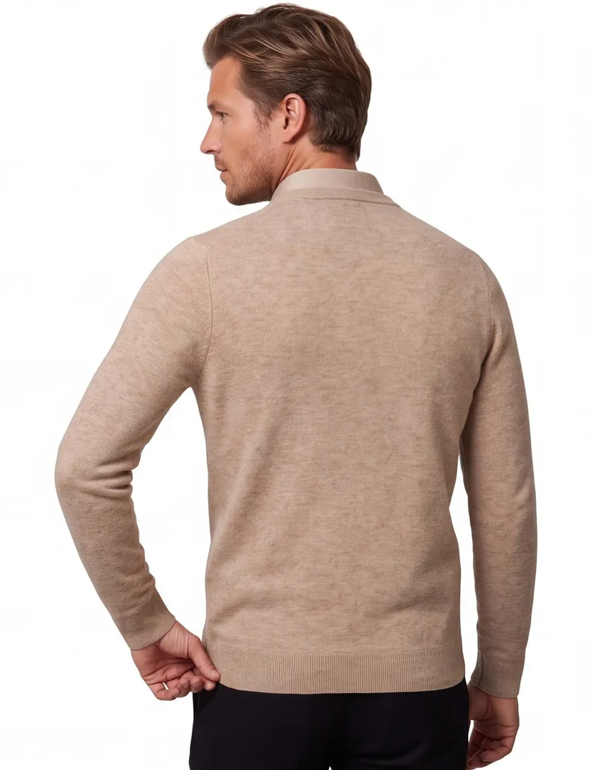 trui Lyle & Scott bruin gemêleerd lamswol