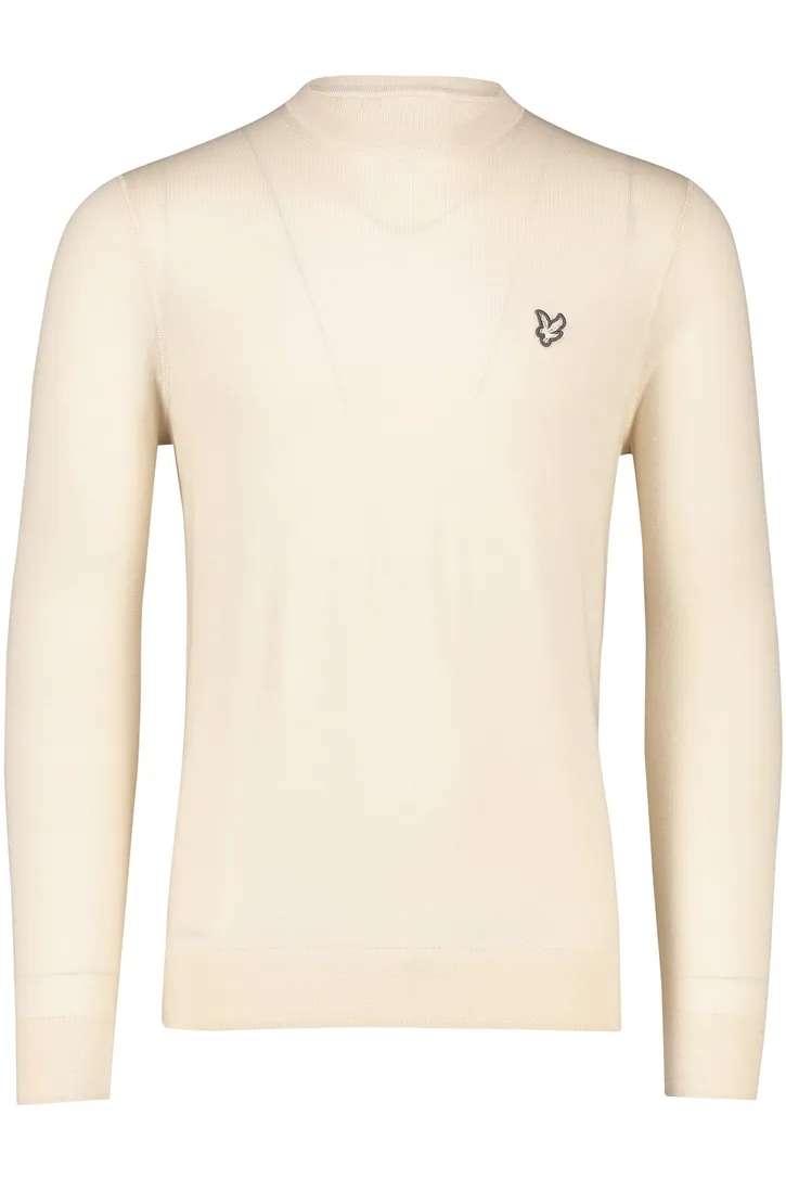 slim fit trui Lyle & Scott effen beige merinowol