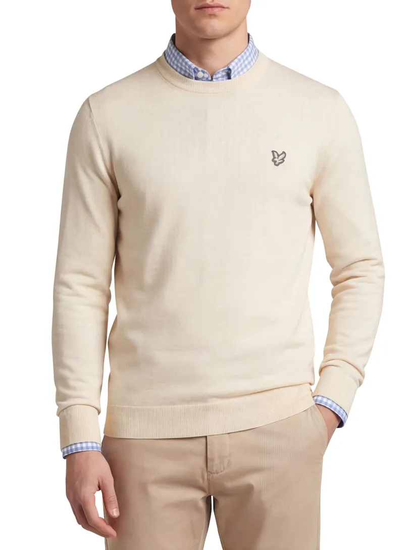 slim fit trui Lyle & Scott effen beige merinowol
