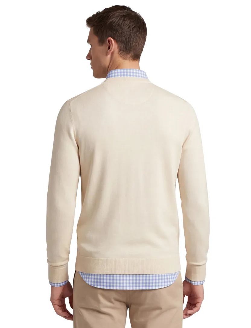 slim fit trui Lyle & Scott effen beige merinowol