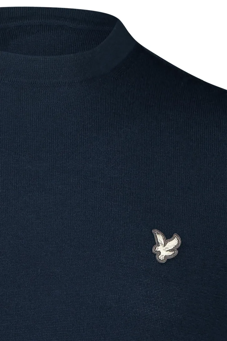 trui Lyle & Scott donkerblauw slim fit merinowol