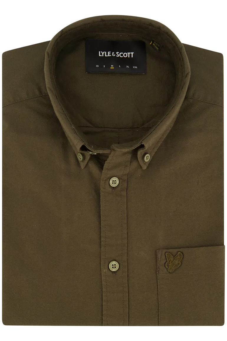 Lyle & Scott overhemd bruin effen Oxford