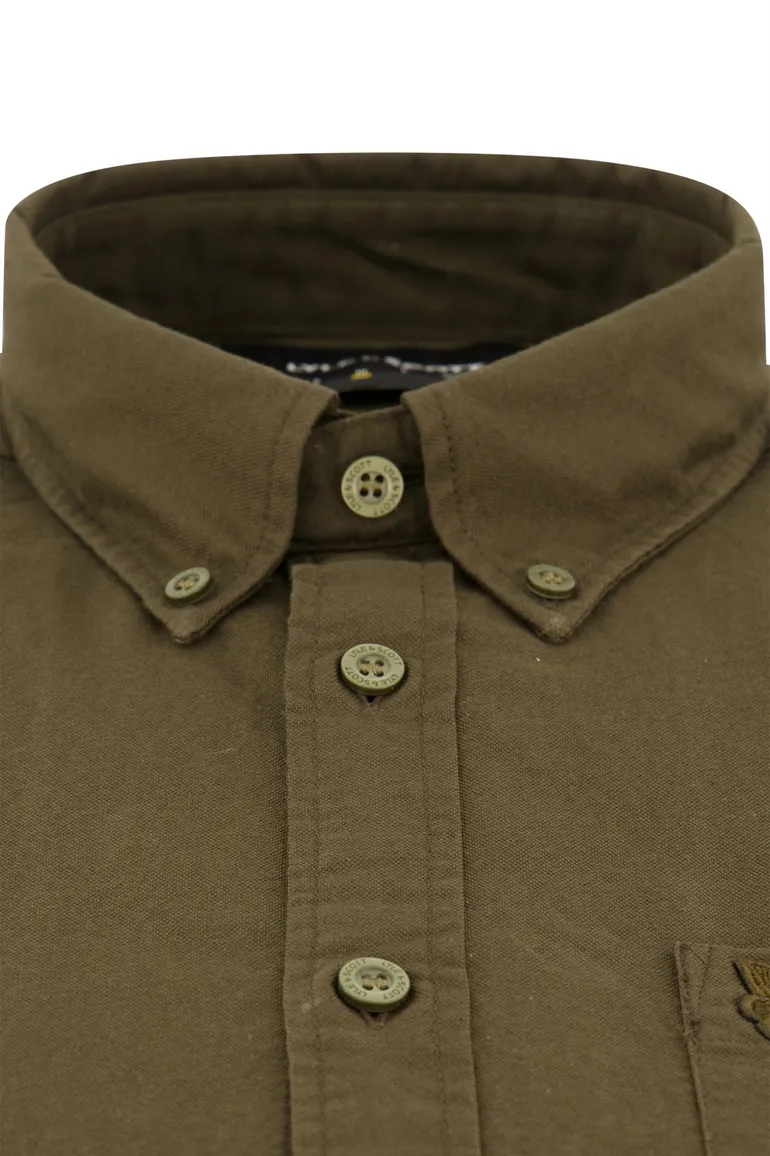 Lyle & Scott overhemd bruin effen Oxford