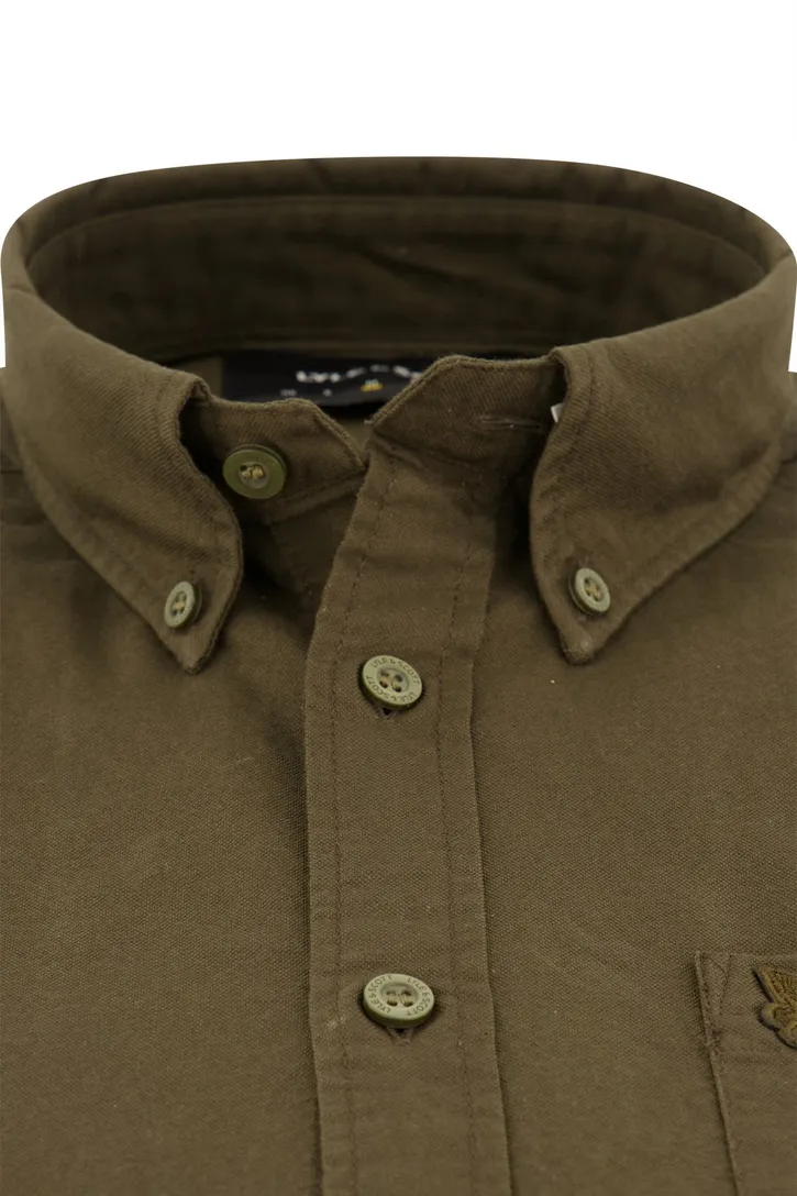 Lyle & Scott overhemd button-down bruin effen Oxford