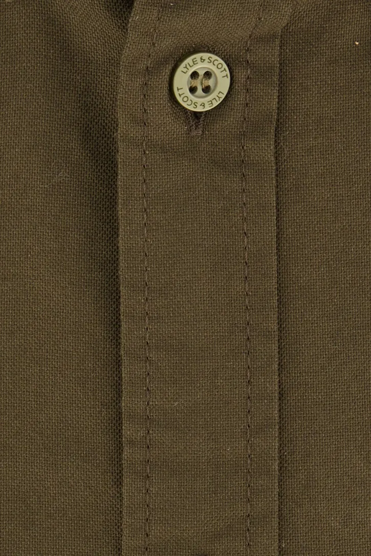 Lyle & Scott overhemd button-down bruin effen Oxford