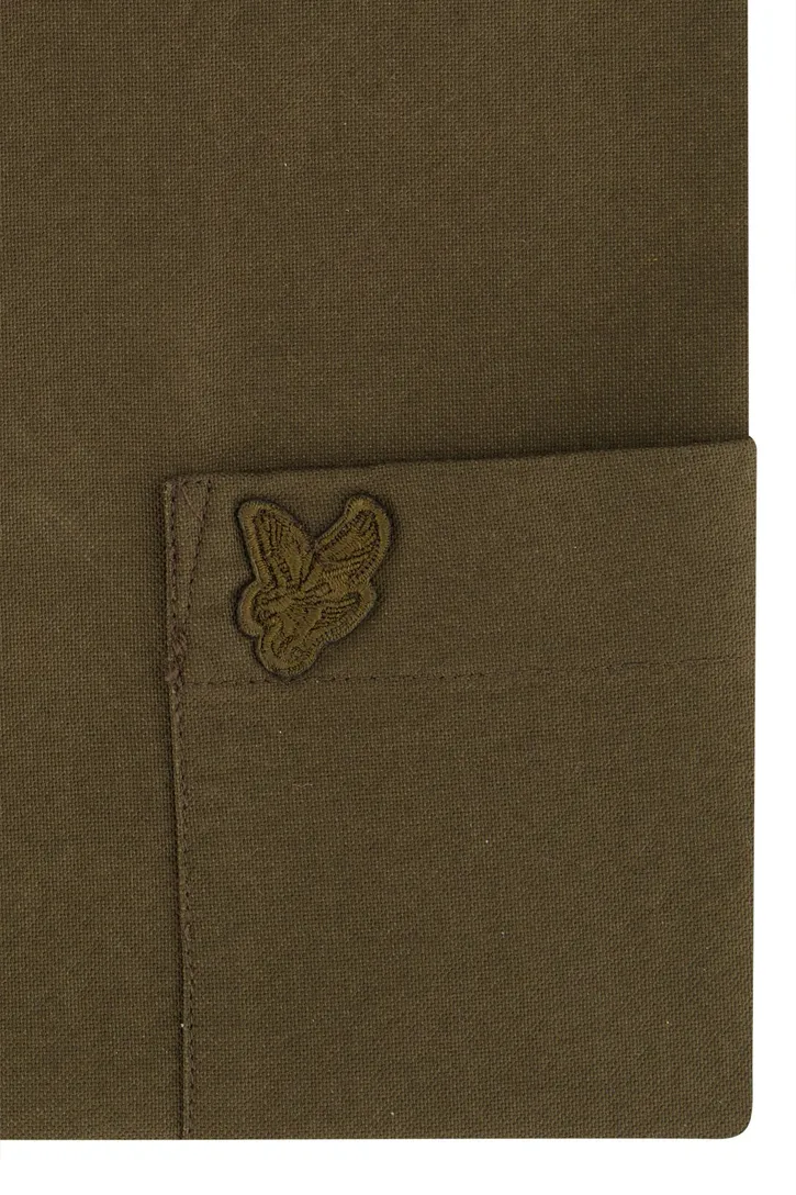 Lyle & Scott overhemd button-down bruin effen Oxford