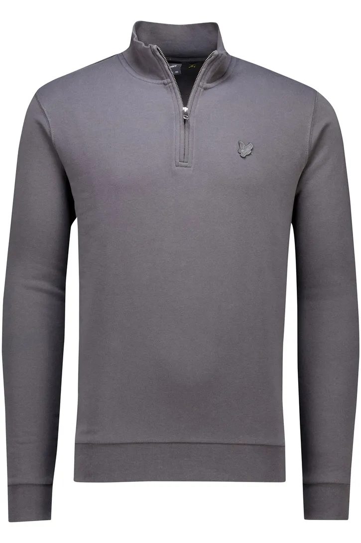 half-zip sweater Lyle & Scott effen grijs slim fit